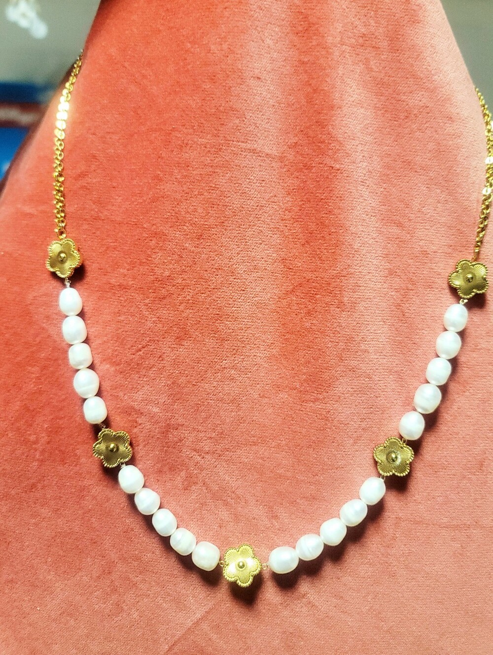 HANDMADE ONE-OF-A-KIND GENUINE Freshwater Pearl Necklace - 22"+2.5" Extender-NEW